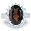 Anillo de Plata Esterlina con Cuarzo Ahumado de 6.79 Quilates y Topacio Azul