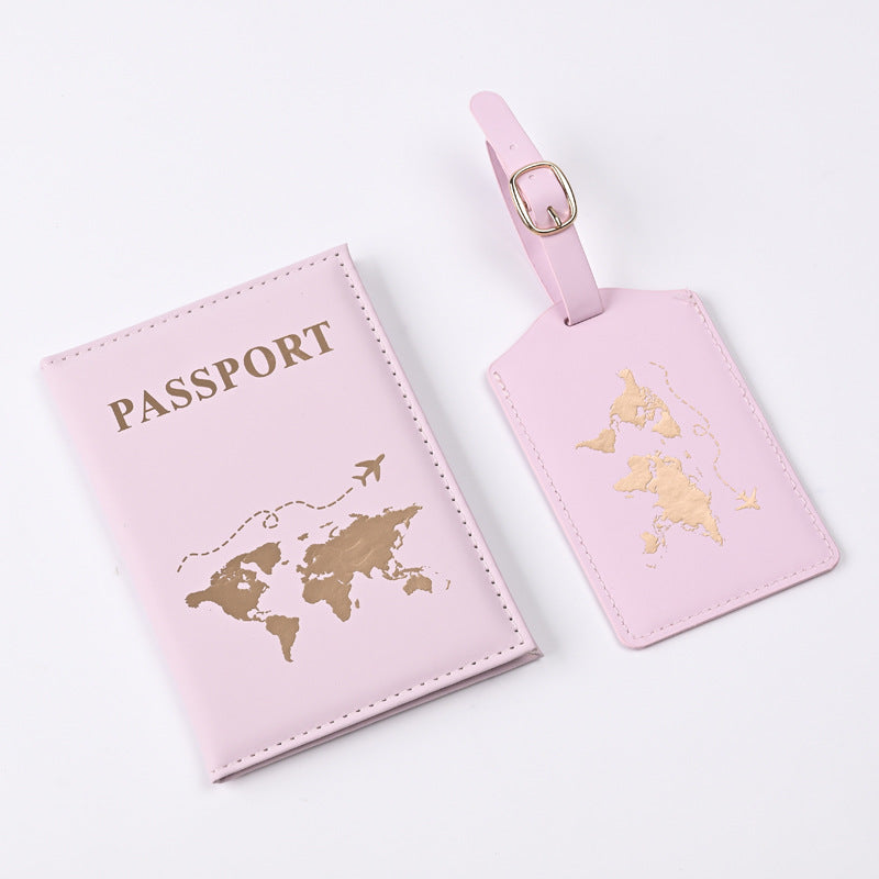 Cubierta de Pasaporte Elegante de PU con Dorado de Mapa