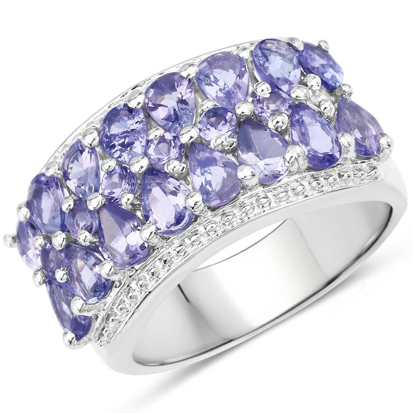 2.59 Carat Genuine Tanzanite Sterling Silver Engagement Ring