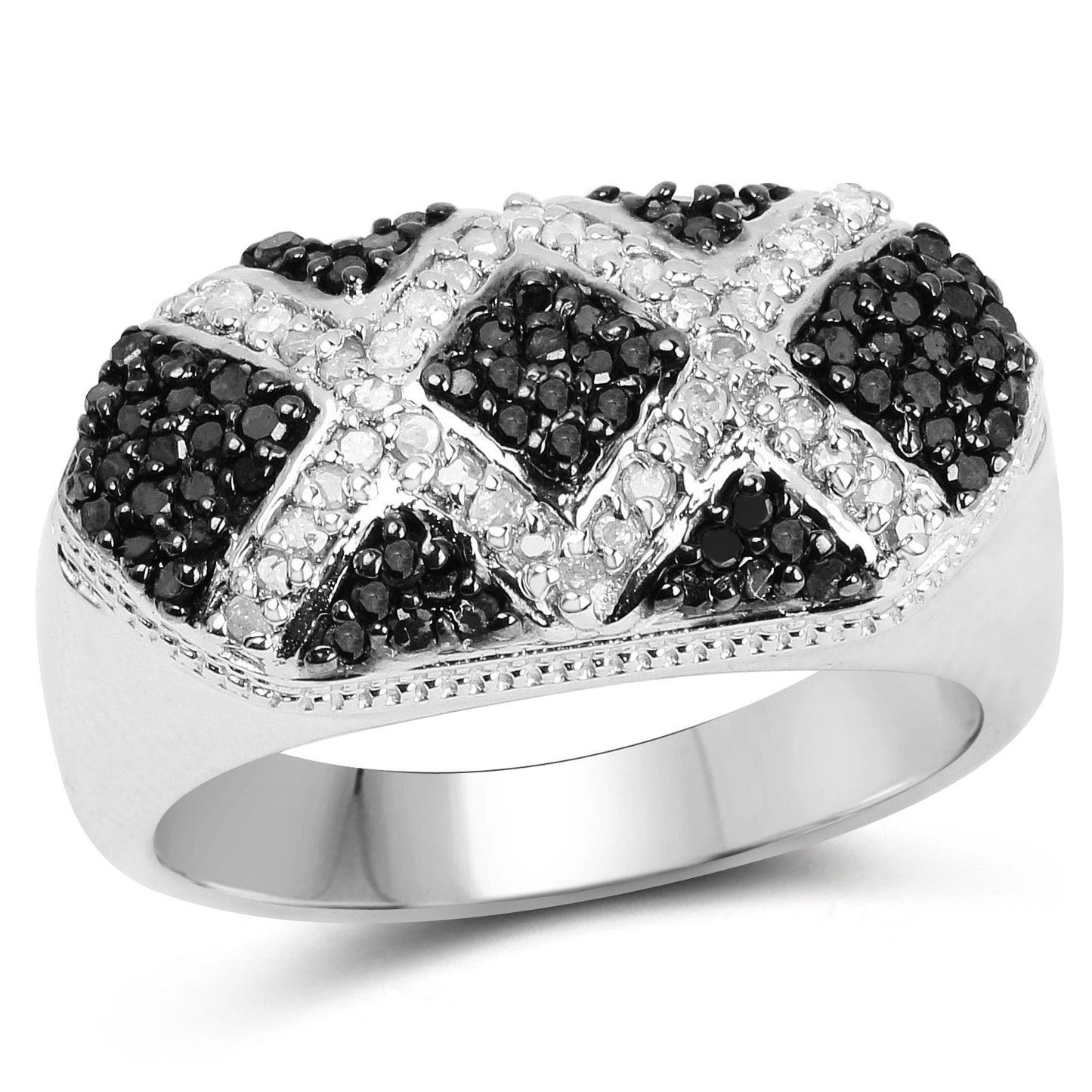 Bague de fiançailles en argent sterling avec diamants bleus et blancs de 0,61 carat
