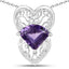 Pendentif en argent sterling en forme de cœur en améthyste véritable de 7,80 carats