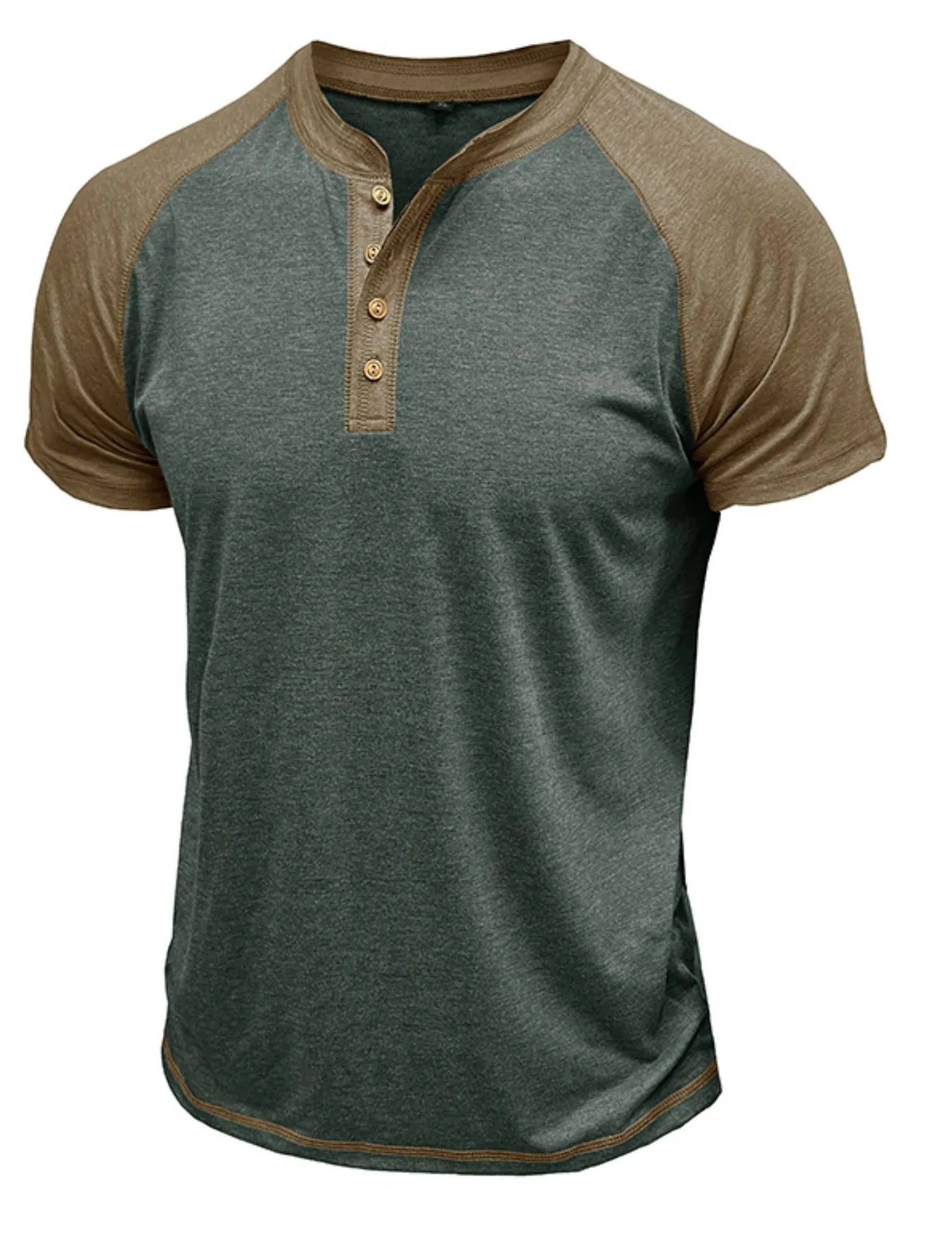 T-shirt Henley Raglan Color Block pour homme