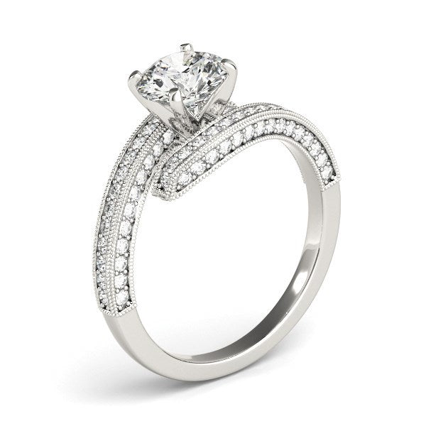 14k White Gold Round Diamond Bypass Engagement Ring