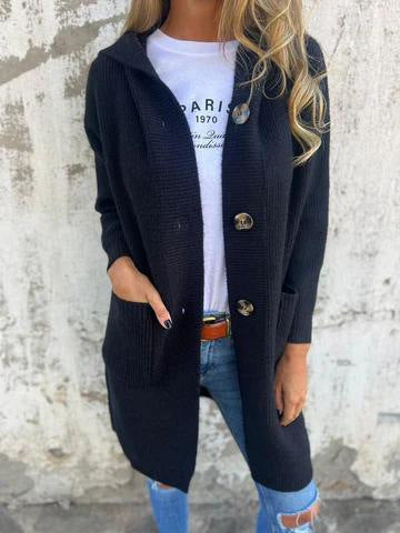 Mid-Length Light Gray Sweater Cardigan for Women