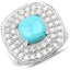 Anillo de plata esterlina de 2.80 quilates con turquesa y diamantes blancos