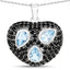 3.52 Carat Blue Topaz & Black Spinel Sterling Silver Pendant