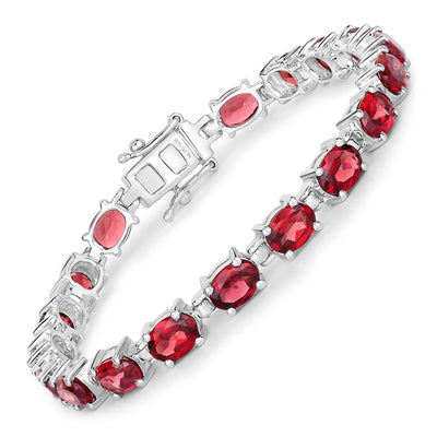 Pulsera de Granate Genuino de 15.30 Quilates en Plata Esterlina .925