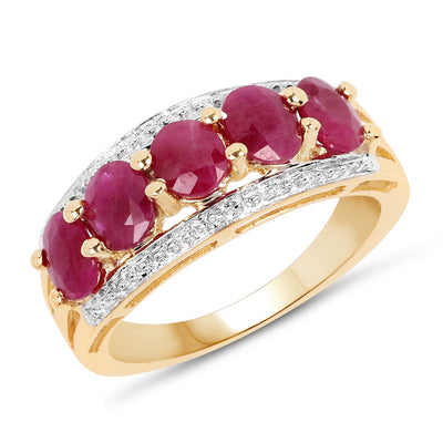 14K Yellow Gold Plated Ruby & Sterling Silver Engagement Ring