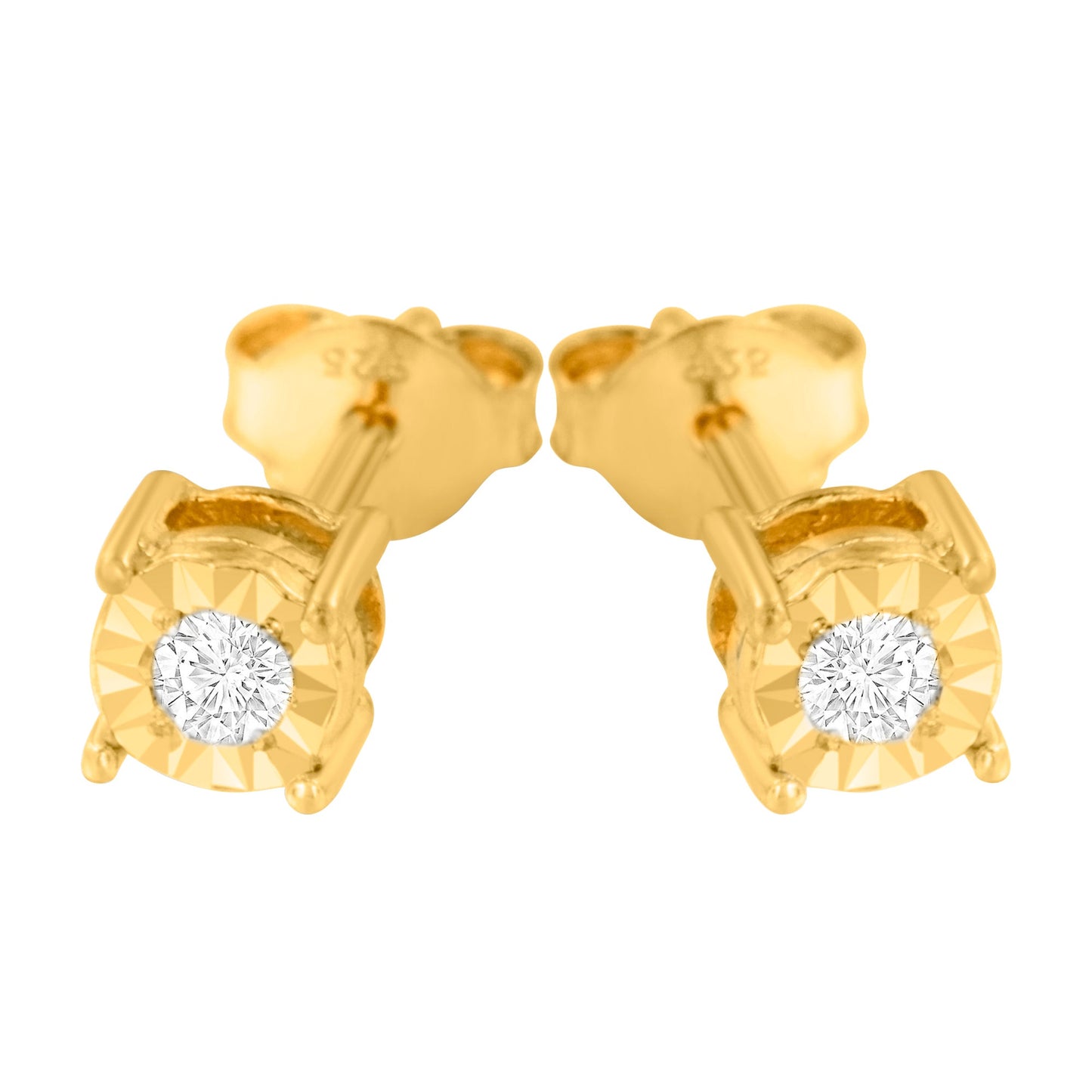 Pendientes de diamantes con chapado en oro amarillo de 10K