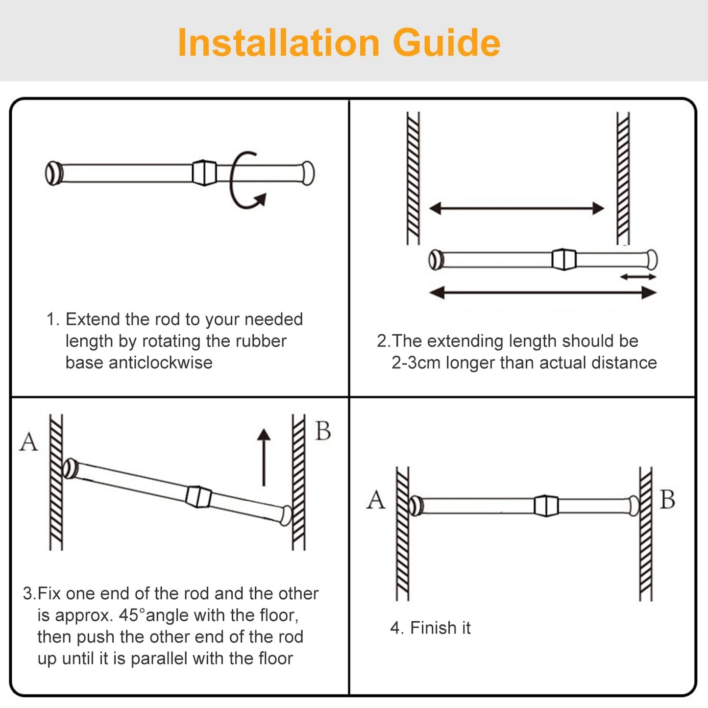 Adjustable Tension Curtain Rod - Heavy-Duty Steel for Versatile Use