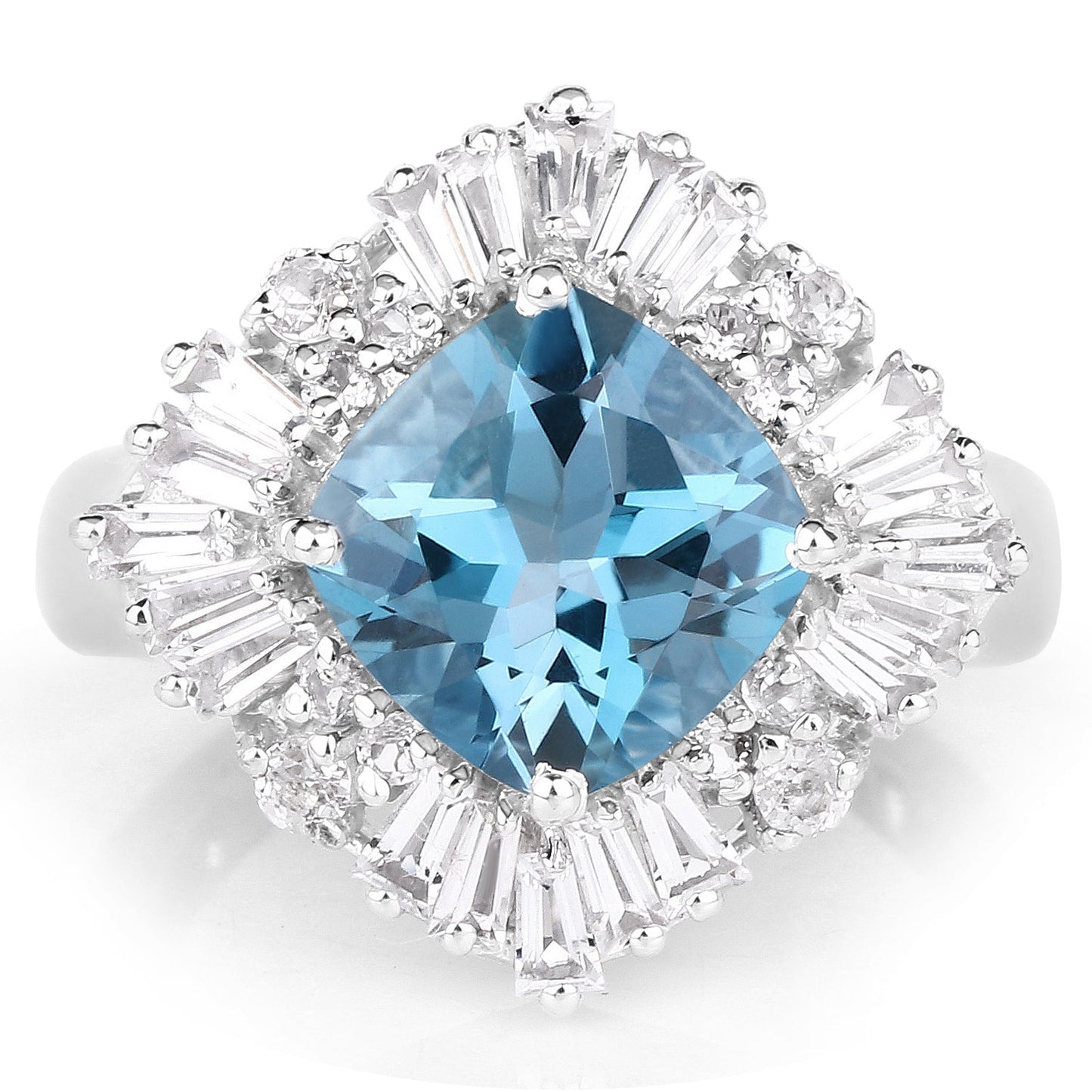 5.19 Carat London Blue Topaz & White Topaz Sterling Silver Ring