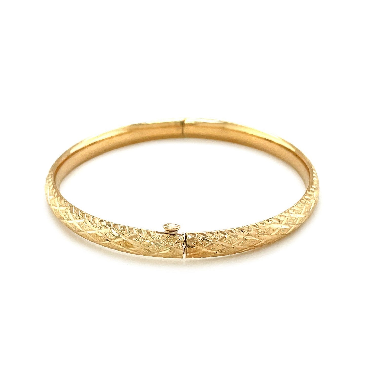 14k Yellow Gold Diamond Cut Design Children's Bangle