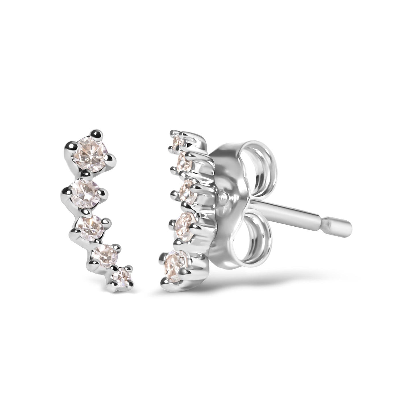Boucles d'oreilles en diamant escalade en or blanc 10K