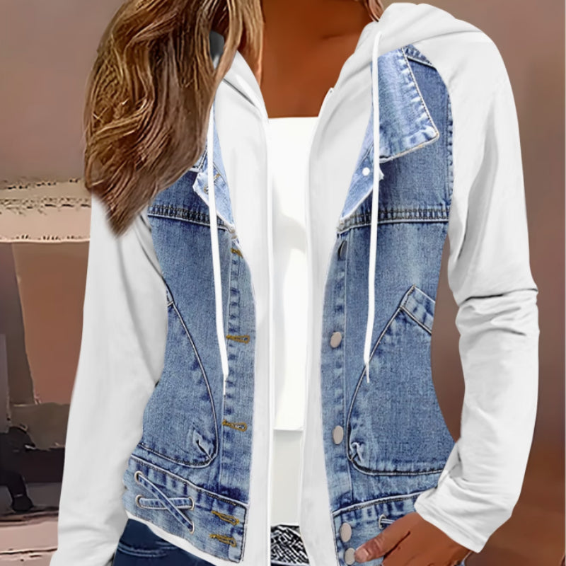 Chaqueta con capucha de manga larga para mujer