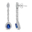 18K White Gold Diamond & Blue Sapphire Drop Earrings