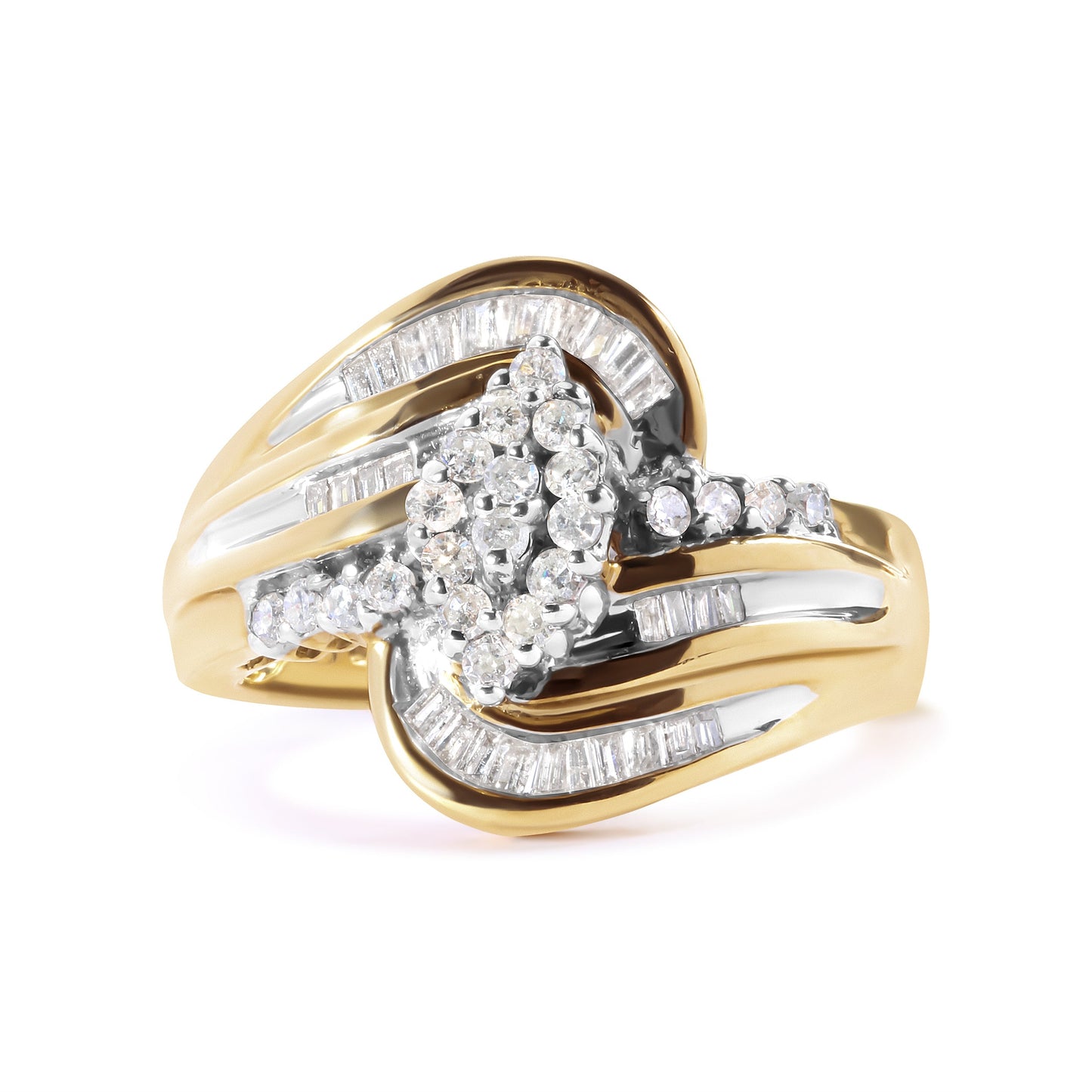 10K Yellow Gold 1/2 Cttw Diamond Pear Cluster Ring - Size 7