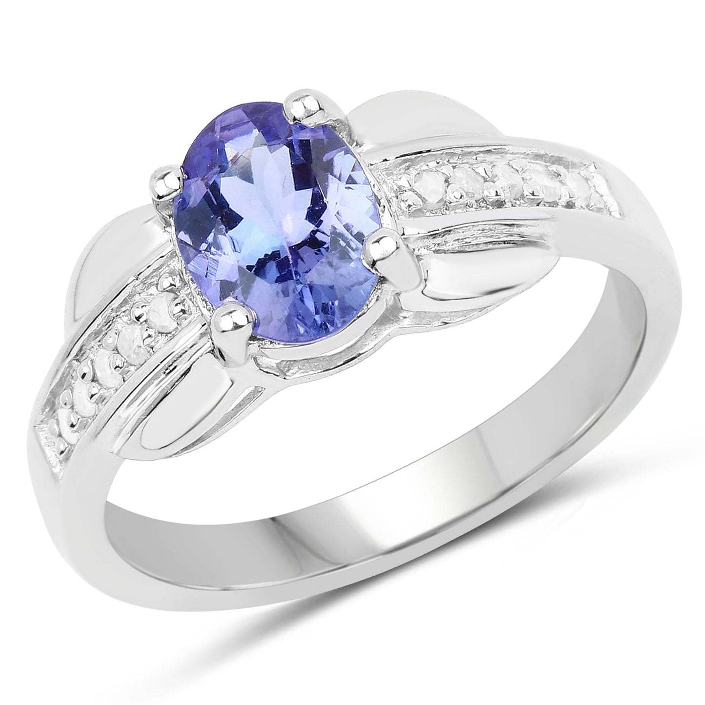 Anillo de plata esterlina con tanzanita genuina de 1.27 quilates y diamantes