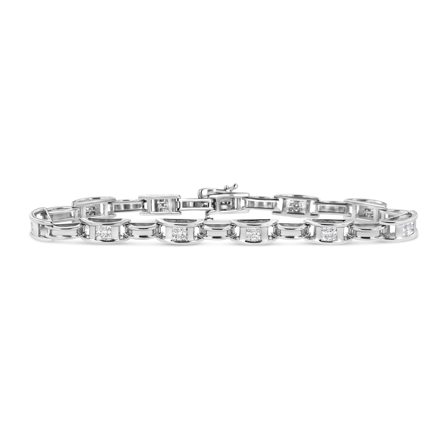 Pulsera de Tenis de Diamantes Princesa en Oro Blanco de 14K - 1.0 Cttw