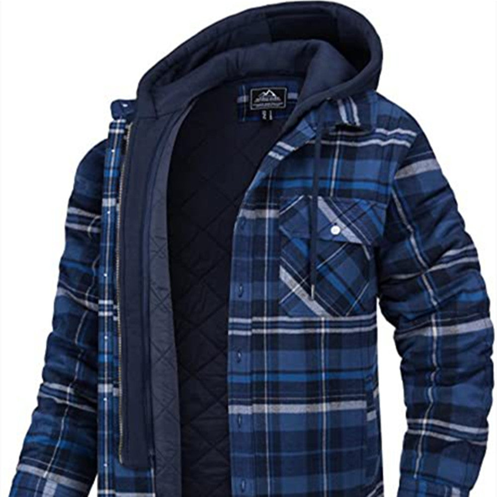 Men's Plaid Hooded Coat - Stylish Winter Outerwear