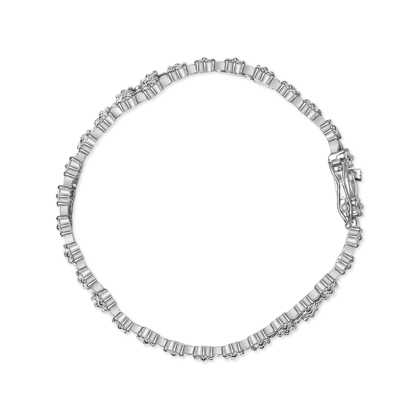Pulsera de eslabones florales de diamantes de 18K oro blanco 7.5 Cttw