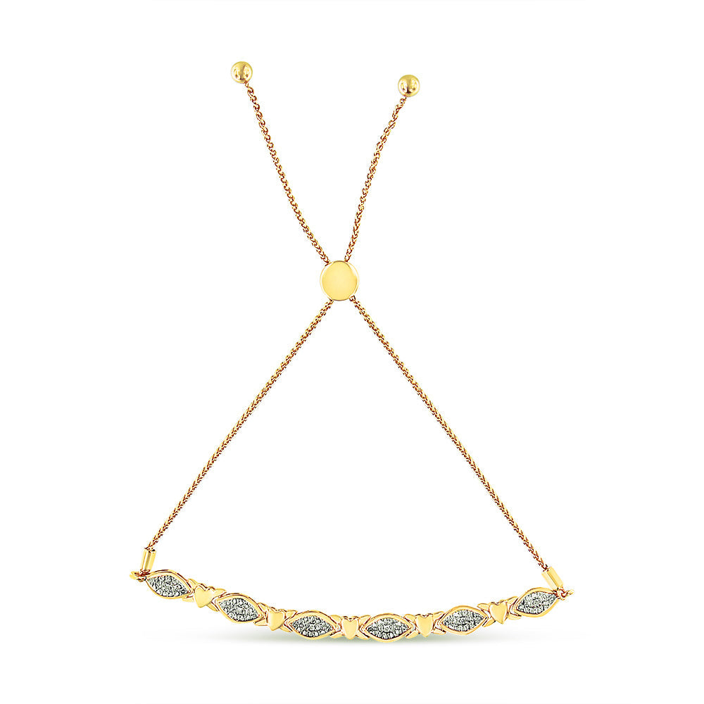 Bracelet Bolo en Argent Sterling Plaqué Or Jaune 14K avec Accent de Diamant