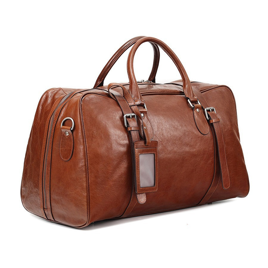 Sac de voyage en cuir rétro à main grande capacité