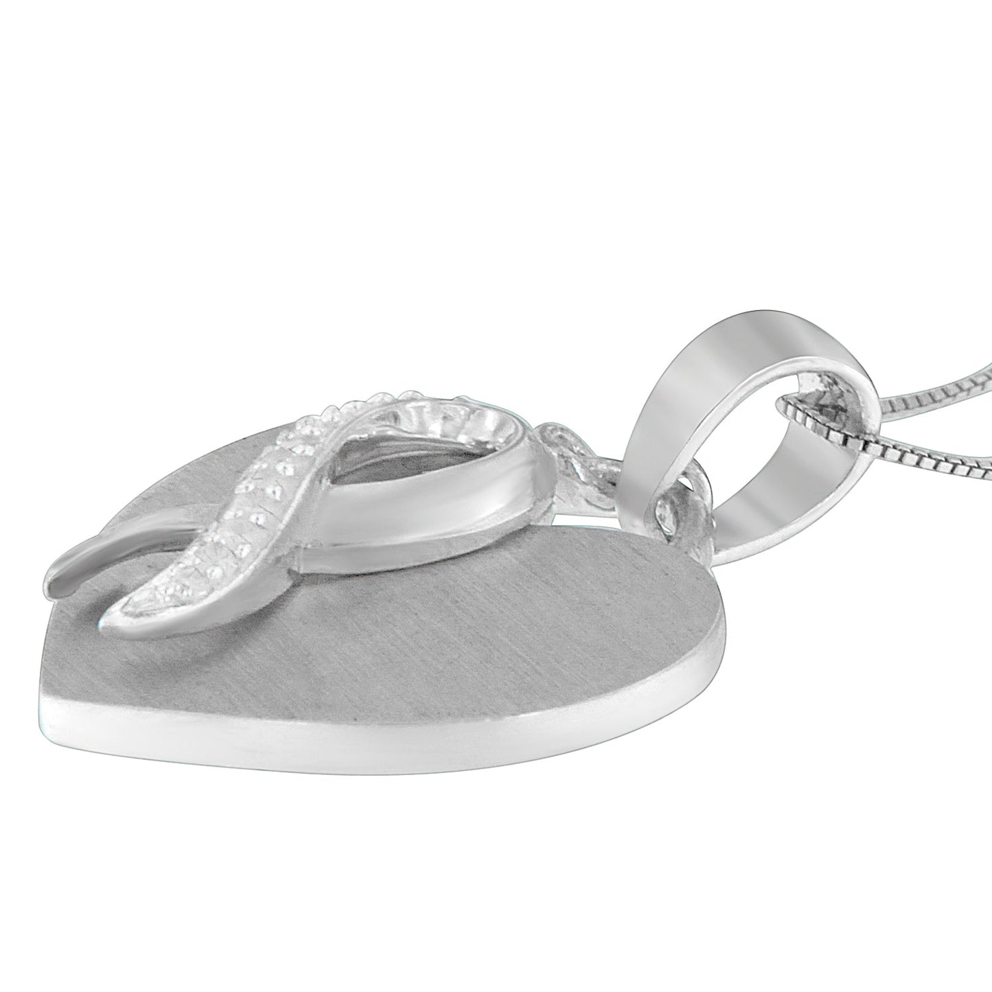 .925 Sterling Silver Diamond Heart Pendant Necklace