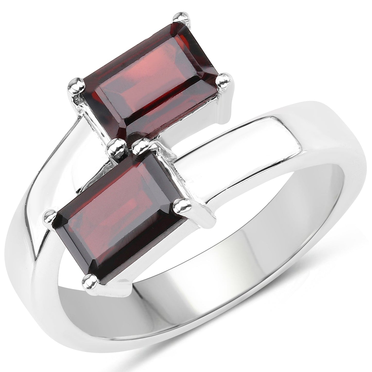 2.40 Carat Genuine Garnet .925 Sterling Silver Engagement Ring