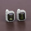 3.57 Carat Green Tourmaline & Diamond 14K White Gold Earrings