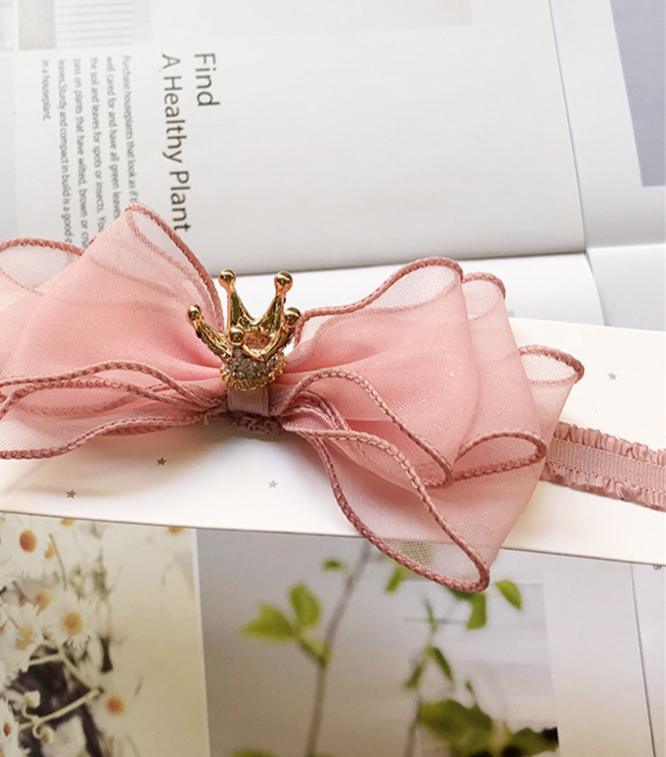 Luxury Pearl Handmade Bowknot Crown Headband for Baby Girls