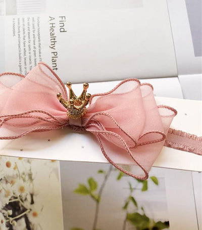 Luxury Pearl Handmade Bowknot Crown Headband for Baby Girls