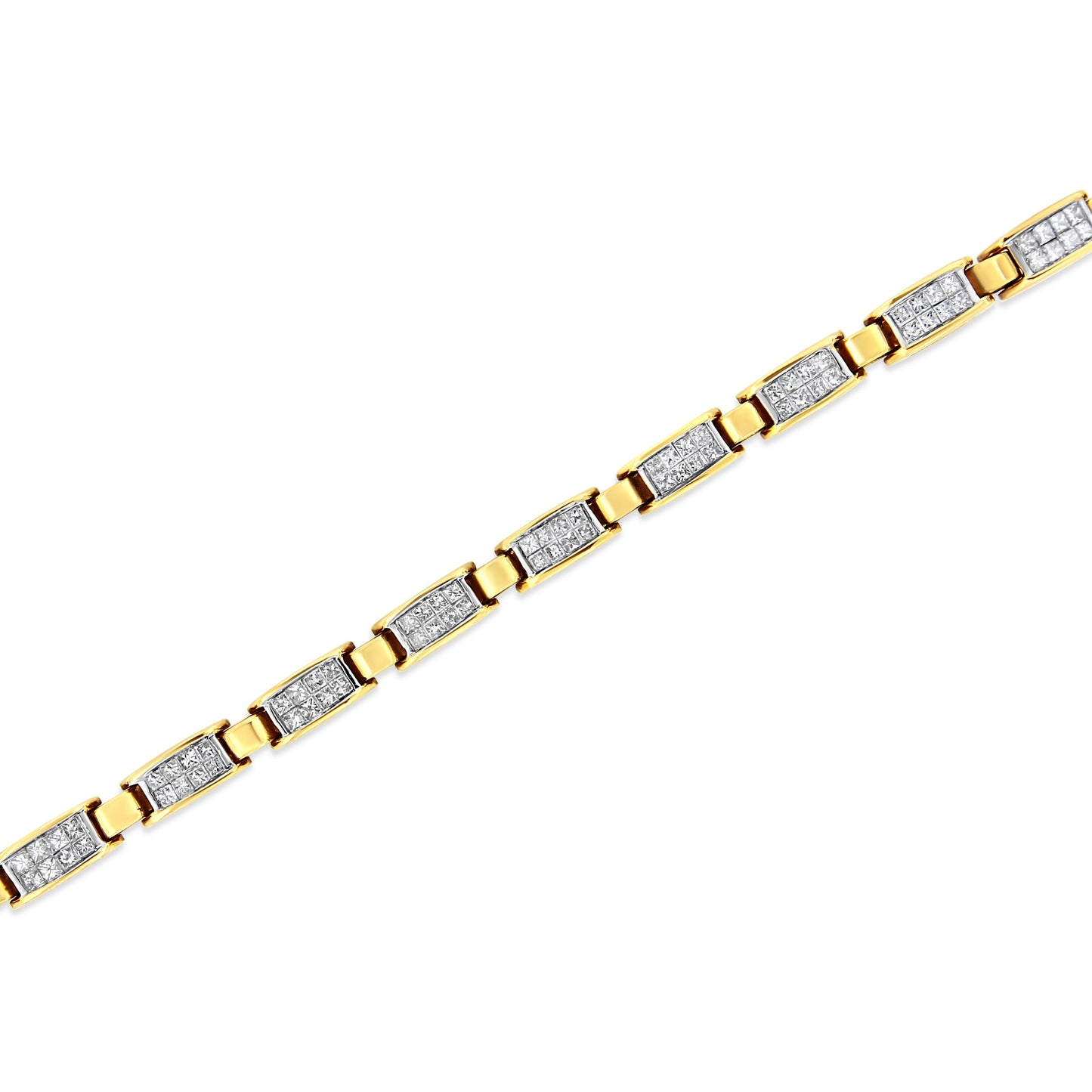 14K Yellow Gold Princess-Cut Diamond Link Tennis Bracelet - 7.25"