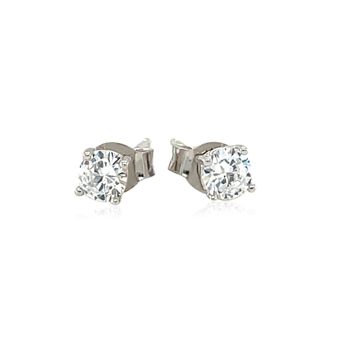 Boucles d'oreilles en argent sterling avec zircon cubique blanc facetté de 4 mm