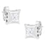 Boucles d'oreilles en diamant taille princesse en or blanc 10K avec sertissage invisible