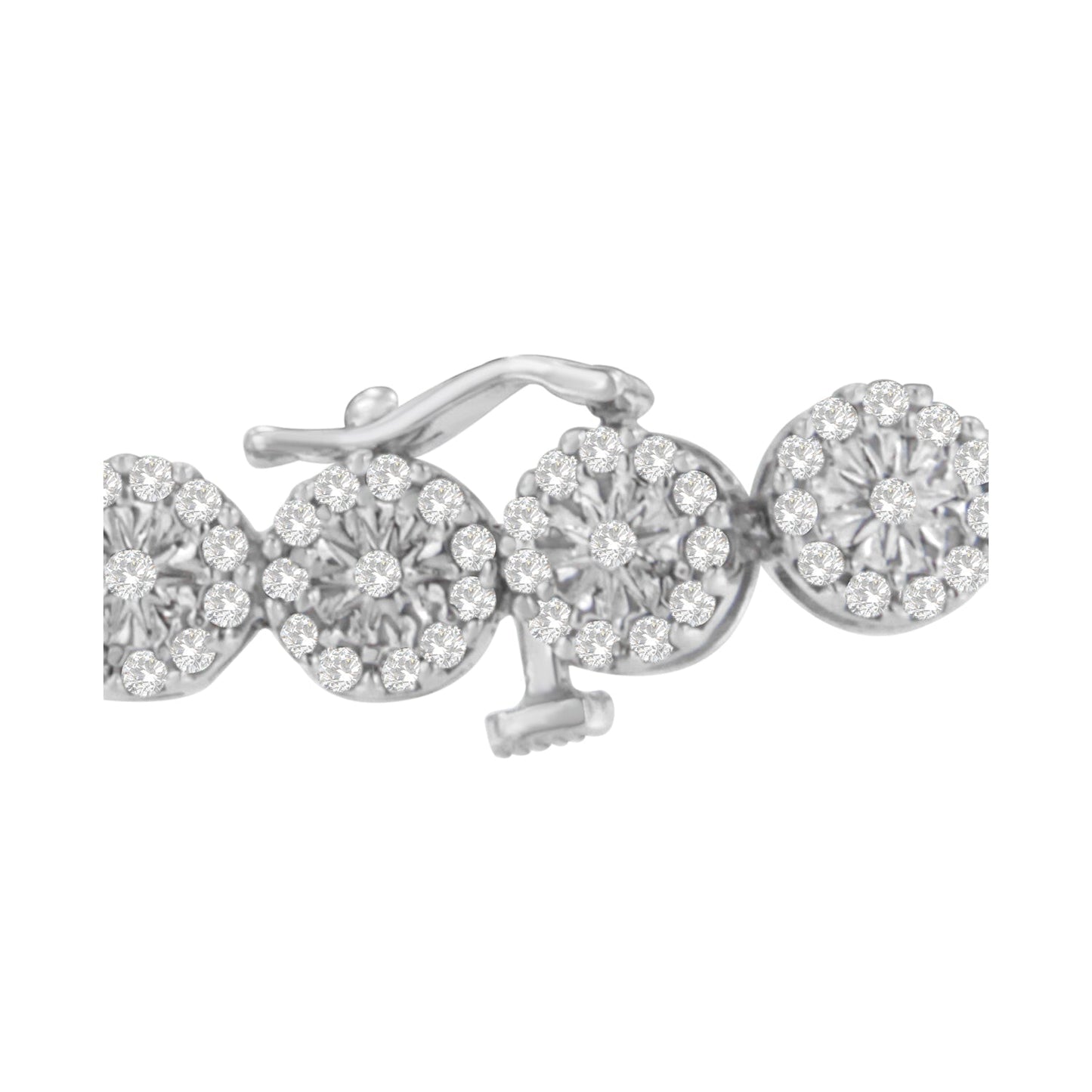 14K White Gold Diamond Halo Link Tennis Bracelet - 2.00 Cttw