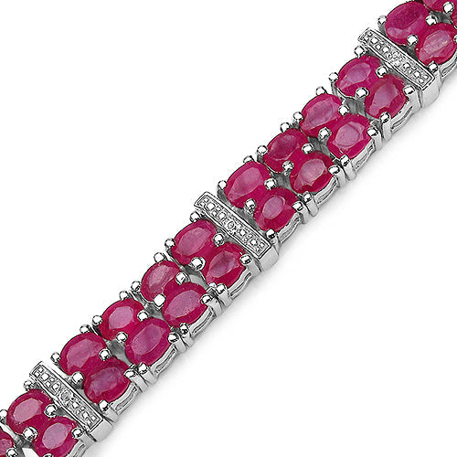 16.77 Carat Genuine Ruby & White Topaz Sterling Silver Bracelet