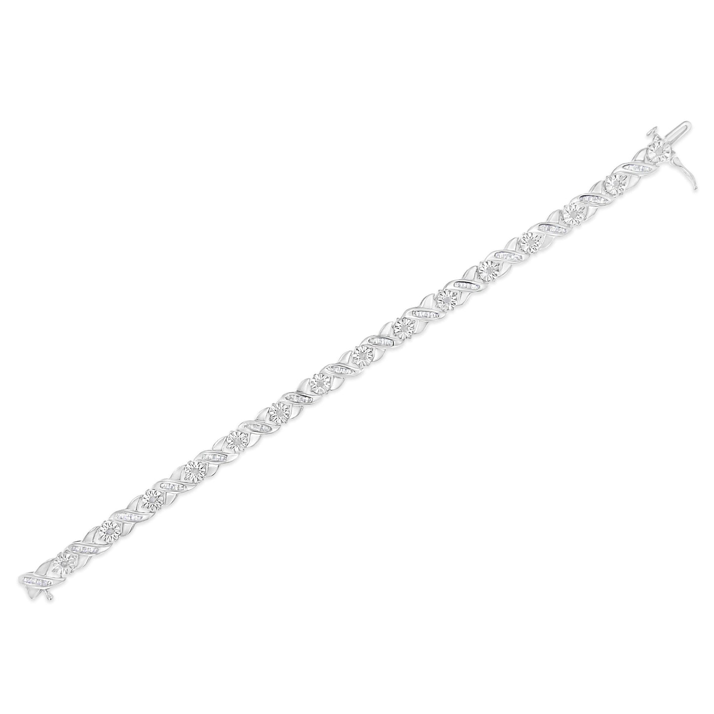 Pulsera de Tenis X-Link de Diamante Miracle-Set de Plata Esterlina .925