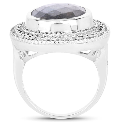 Bague en argent sterling Labradorite véritable de 7,00 carats