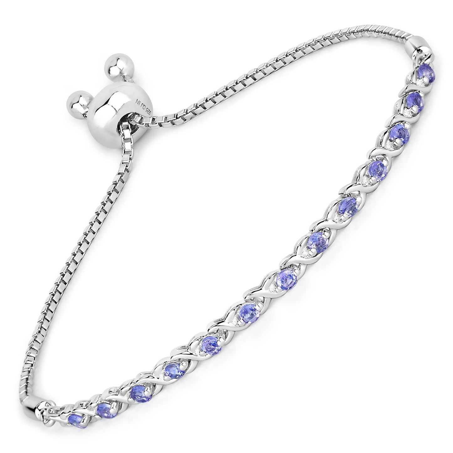 Bracelet en argent sterling tanzanite véritable de 0,91 carat