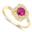 0.63 Carat Ruby and Diamond Halo Ring in 14K Yellow Gold