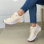 Women's Casual Flat Style Pumps - Color Matching Lace-up Sneakers