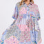 Pink Floral Collared Neck Half Sleeve Mini Shirt Dress