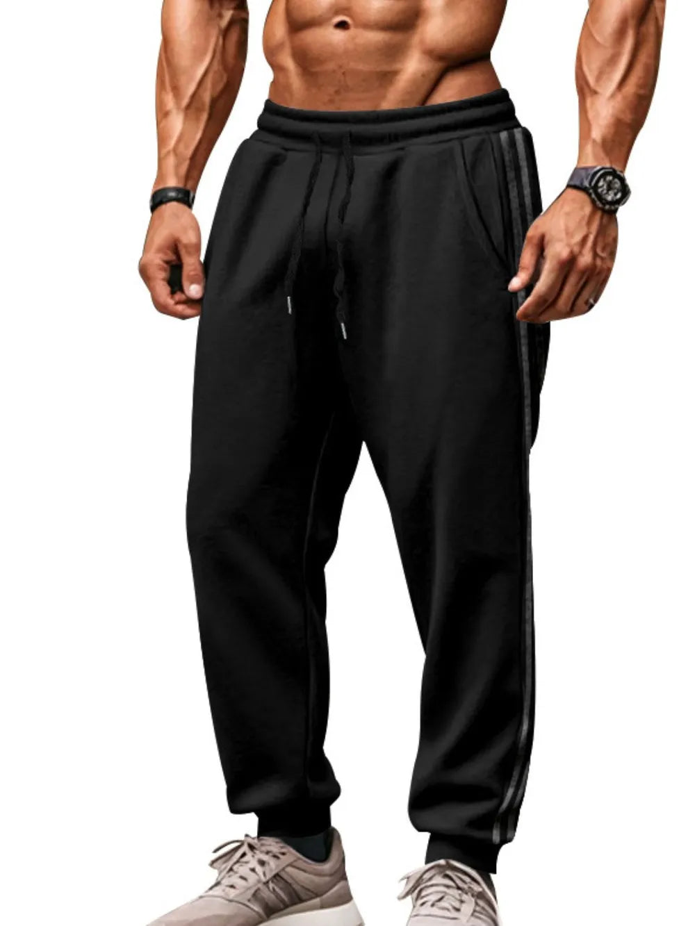 Pantalons de survêtement à cordon pour hommes grandes tailles avec poches