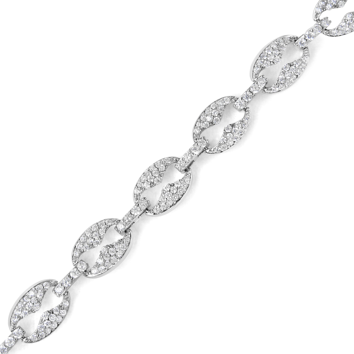 Pulsera de eslabones de diamantes de oro blanco de 14K - 1.5 Cttw, 7"