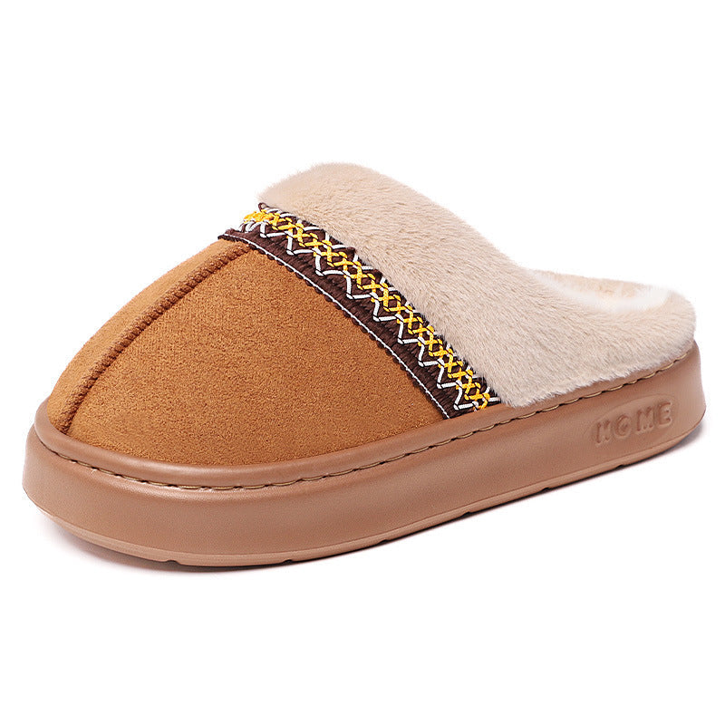Women's Fleece-Lined Cotton Slippers - Comfort & Style