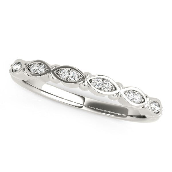 14k White Gold Unique Infinity Design Diamond Wedding Band
