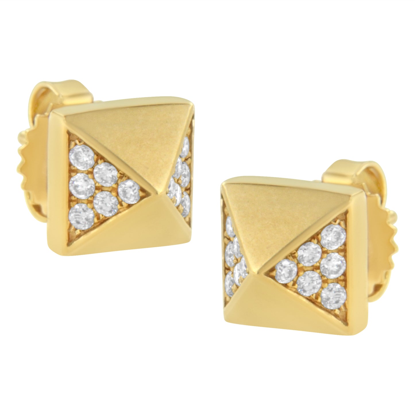 Boucles d'oreilles en diamant pyramide en or jaune 14K