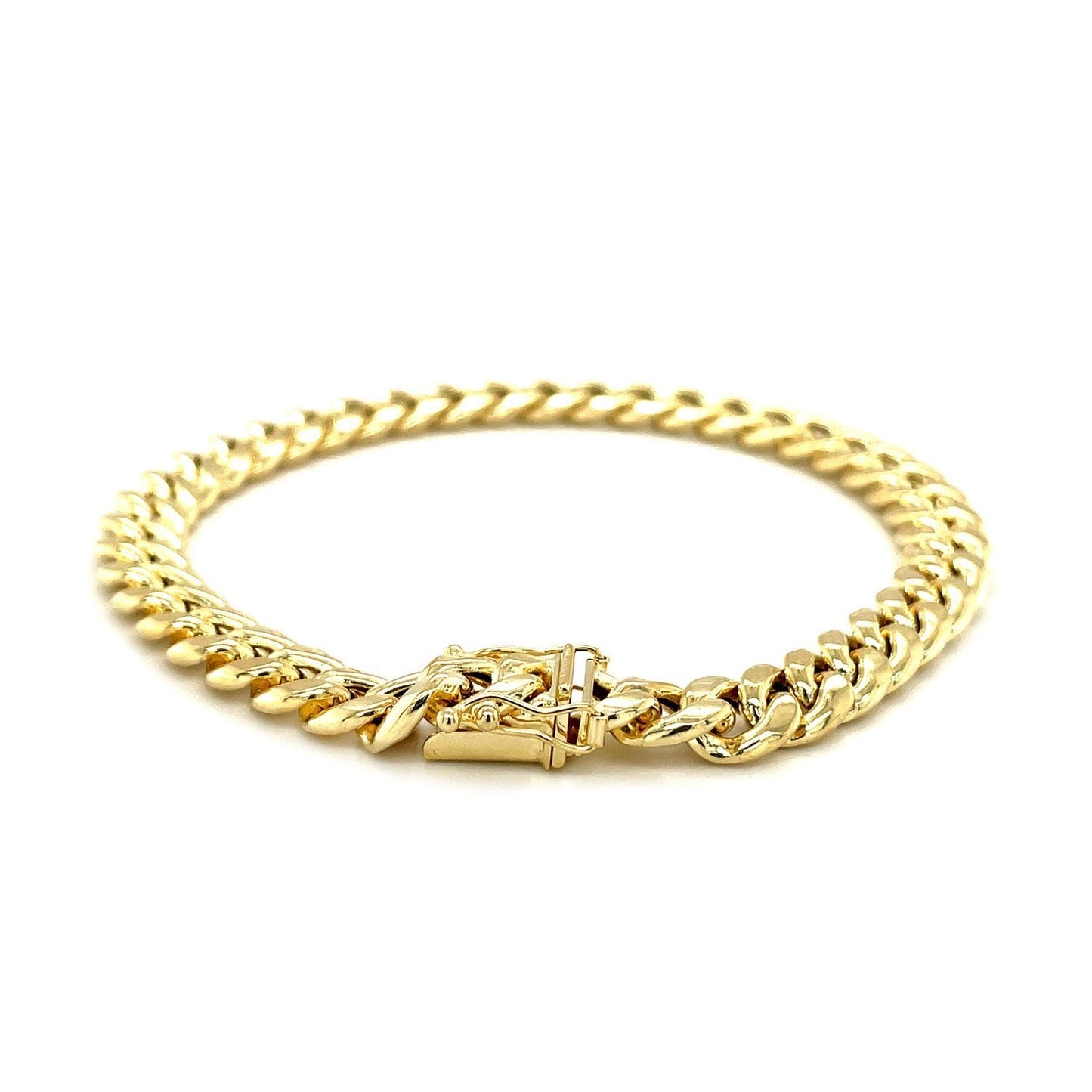 Bracelet Miami Cuban Semi-Solid en Or Jaune 10k - 7,20 mm
