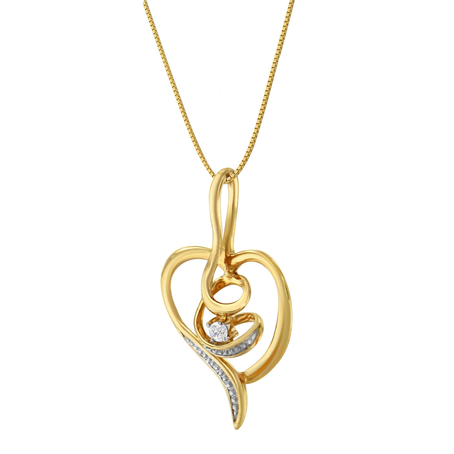 Espira 10K Yellow Gold Diamond-Accented Heart Pendant Necklace