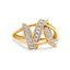 Anillo de Bypass Interlocking de Plata de Ley Baño de Oro de 14K con Diamantes - Talla 7
